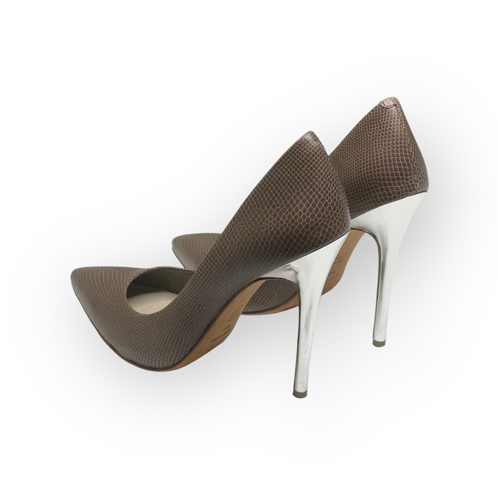 BCBG MaxAzria ❤︎ Onnie Snakeskin Leather Pump ❤︎ Mirror Stiletto Heel ❤︎ Taupe - Picture 6 of 16